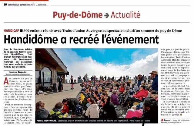 Handidôme 2024 événement inclusif pour les enfants en situation de handicap ou non au sommet du Puy-de-Dôme.