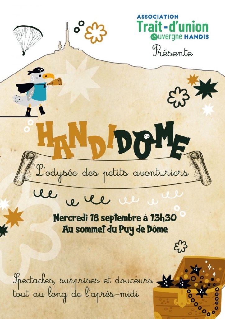 Affiche Handidome 2024 spectacle au sommet du Puy-de-Dôme pour les enfants en situation de handicap ou non