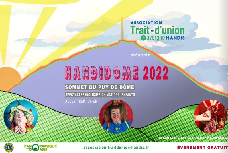 Affiche de l'édition 2022 de Handidôme. Spectacle inclusifs pour les enfants au sommet du Puy-de-Dôme