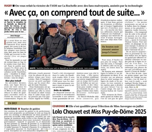 article de presse sur le système Touch 2 See