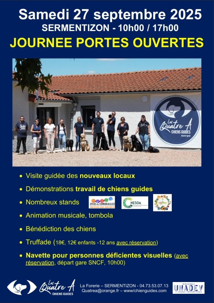 Affiche de la Journée Portes Ouvertes de l'association les Quatre A le 27 septembre 2025