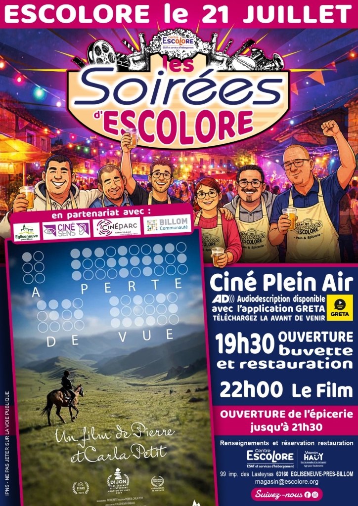 Affiche Ciné en plein air Centre Escolore